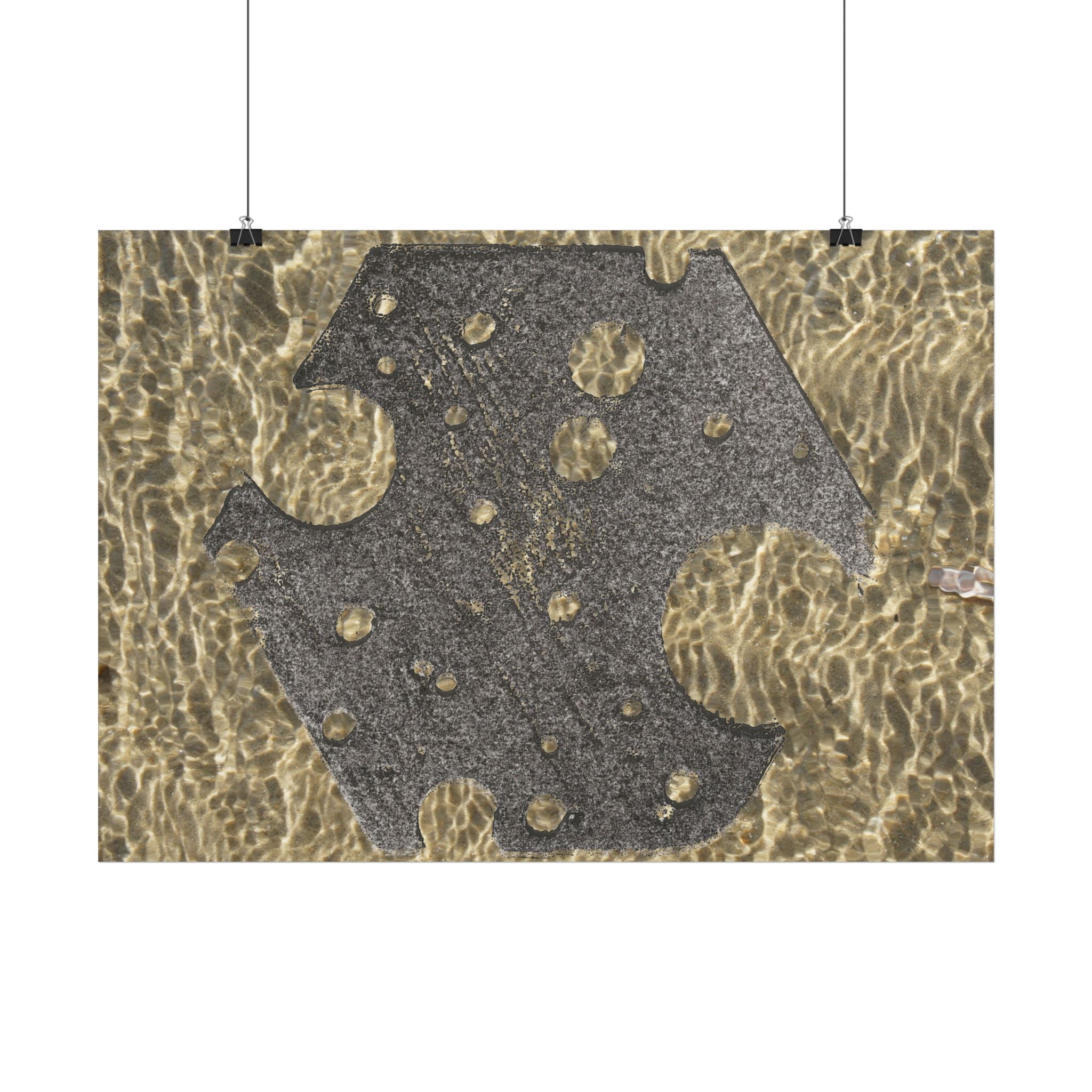 Poster met watergouden rimpelingen — Horizontale wanddecoratie 