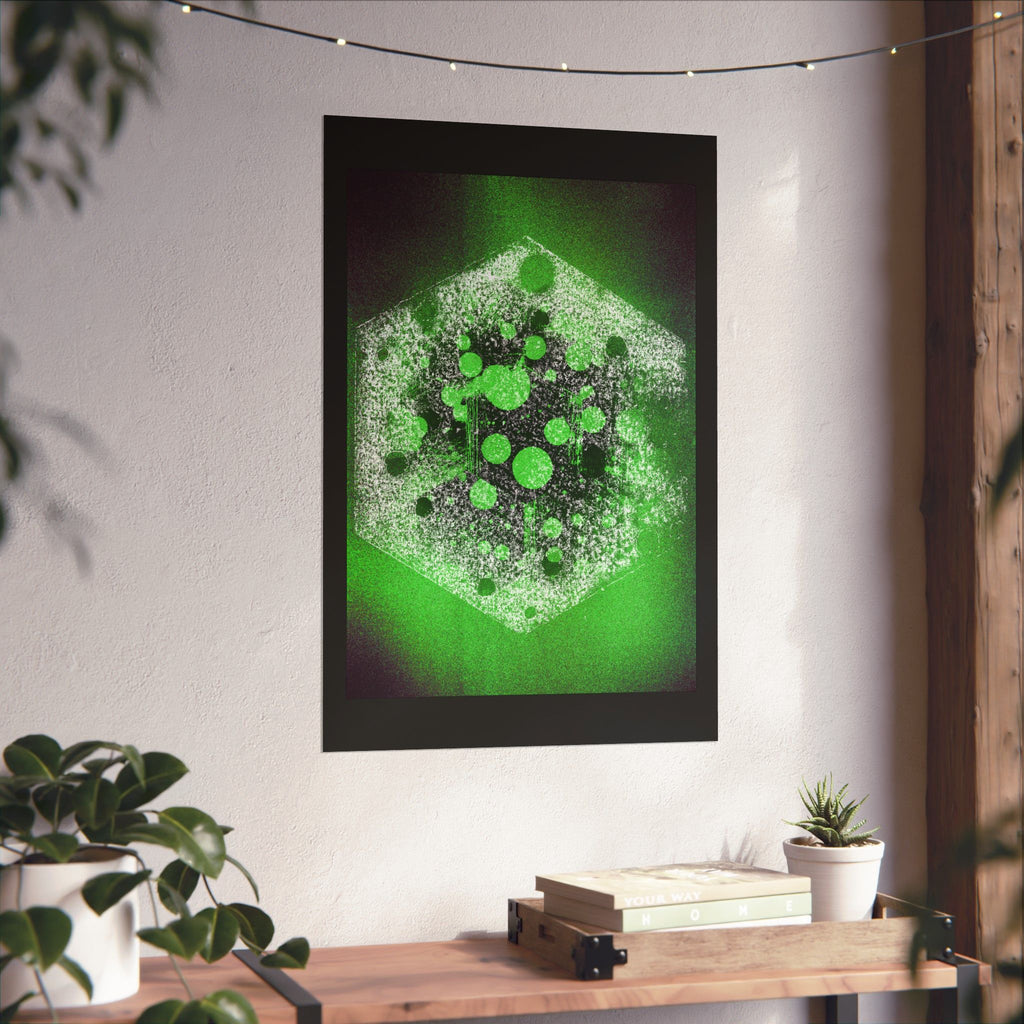 Abstract Green Hexagon Poster — Matte Vertical Wall Art
