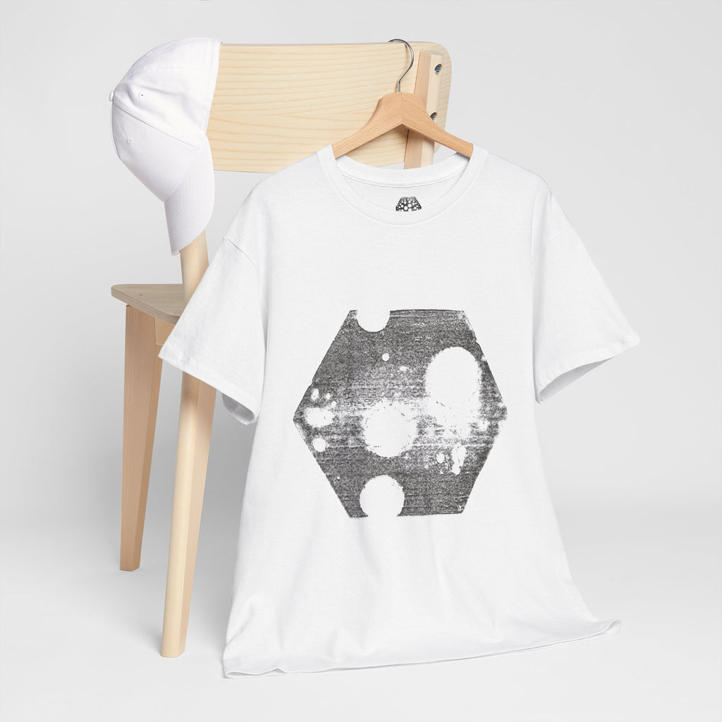 Hexagon Circles Graphic Tee — Digital Manual Print Art