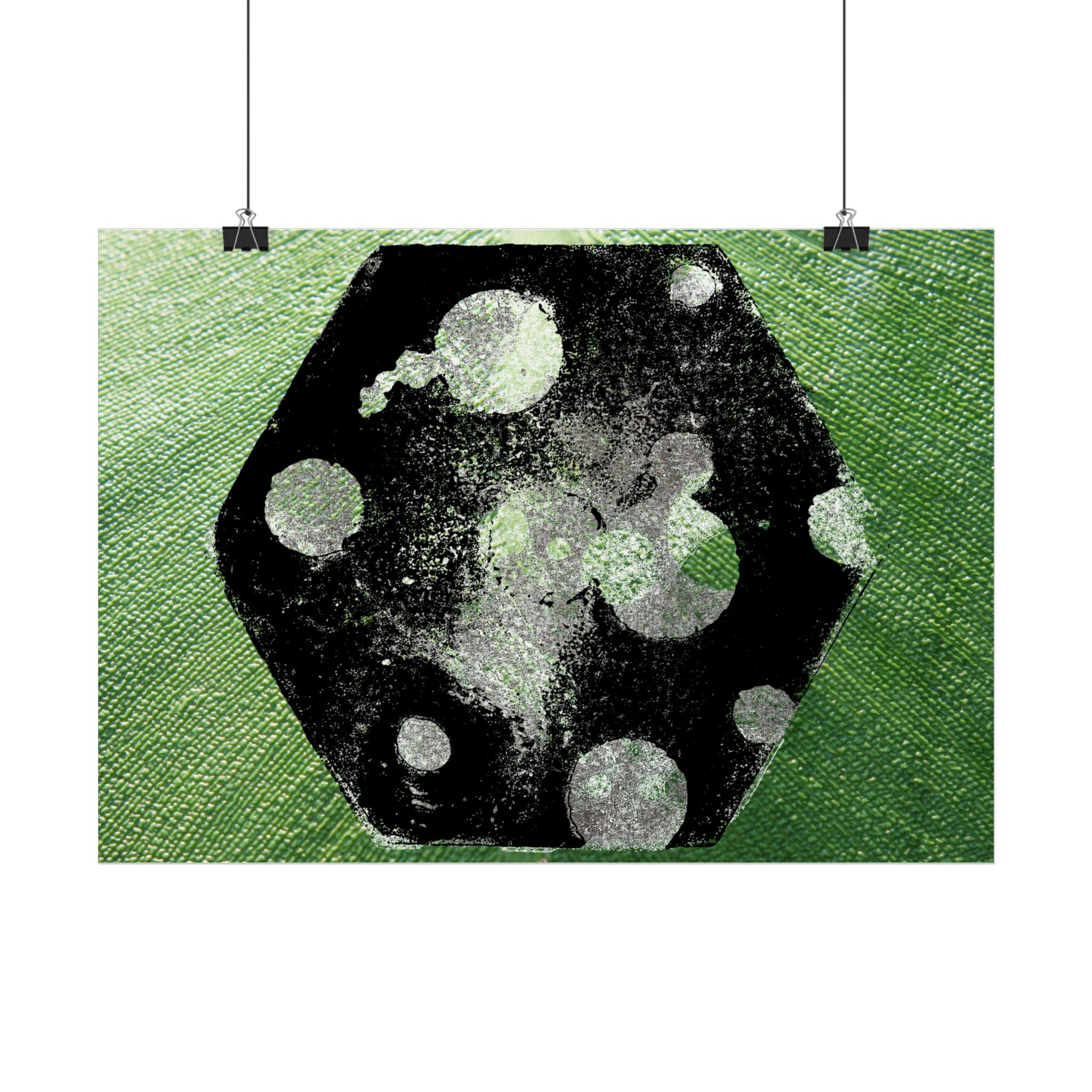 Abstracte poster met groene dobbelstenen — Geometrische kunstprint 