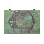 Geometric Hexagon Moon Art Matte Horizontal Poster | Green Abstract Celestial Print