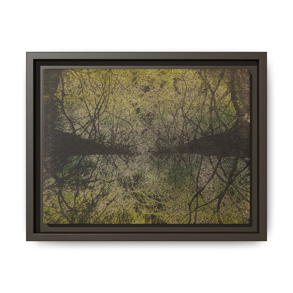 Framed Matte Canvas Art, no 28 — Twin Tree Wood-Carving Reproduction (Black, Modern Gray & Husk)
