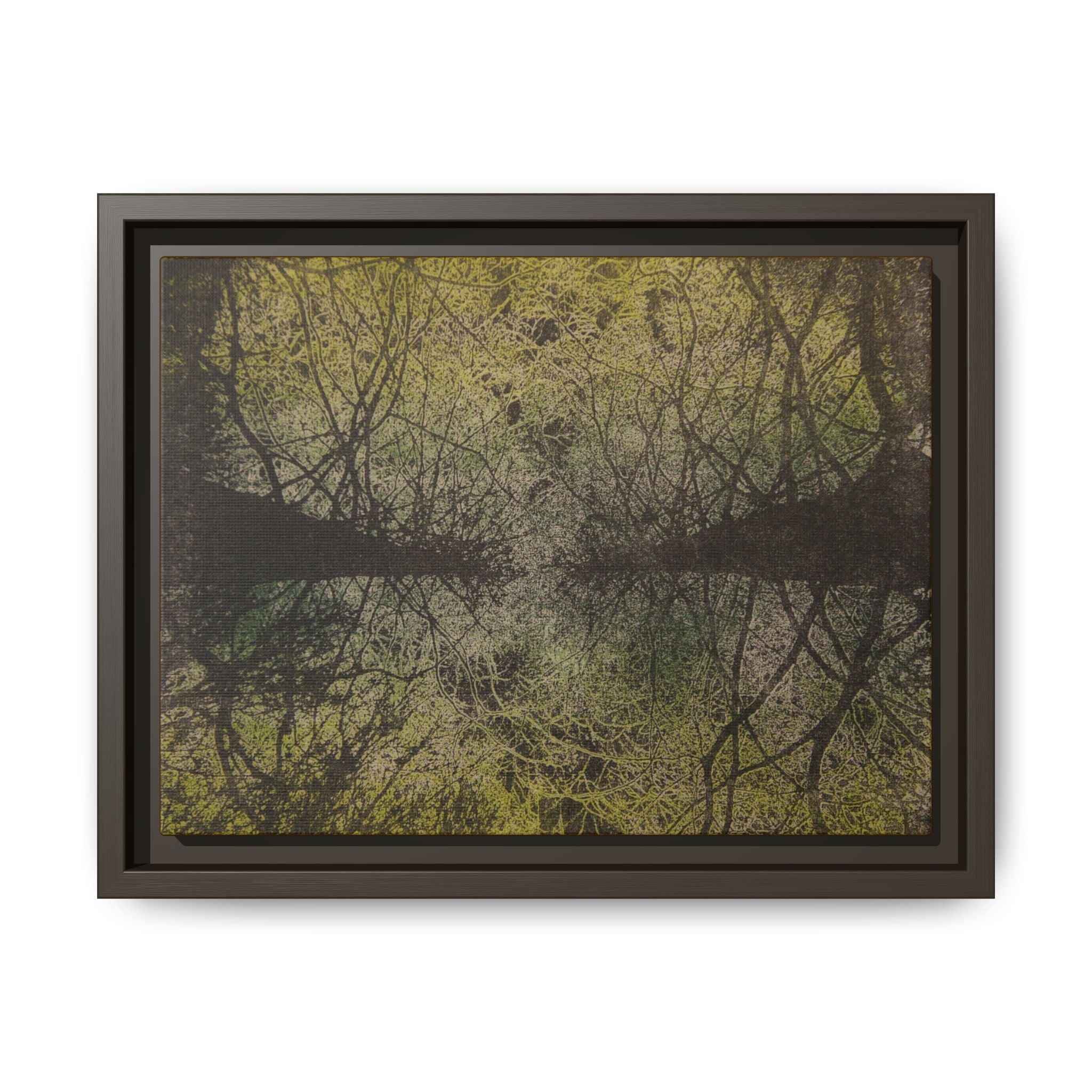 Framed Matte Canvas Art, no 28 — Twin Tree Wood-Carving Reproduction (Black, Modern Gray & Husk)