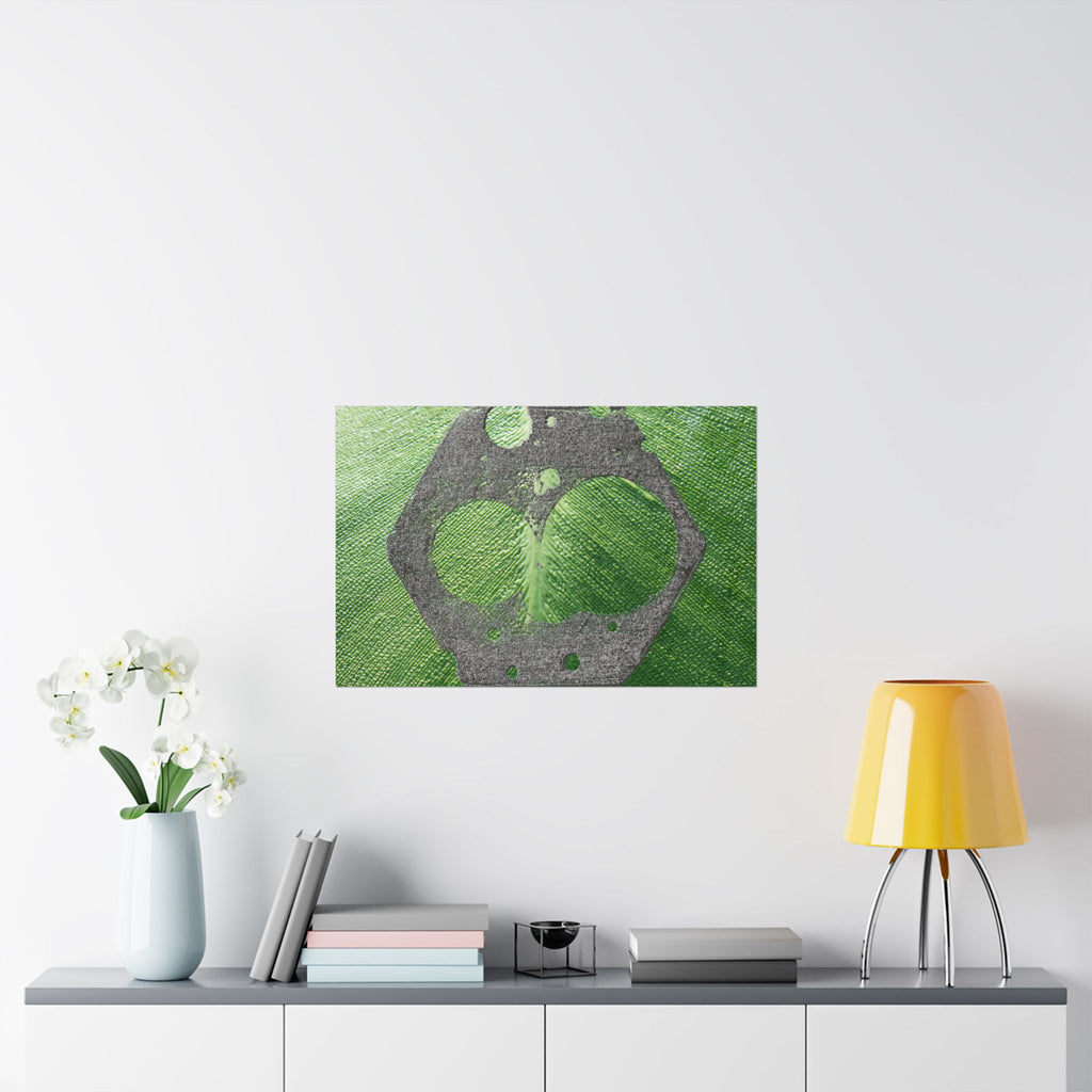 Groene abstracte cirkelkunst, matte horizontale poster | Moderne geometrische wanddecoratie 