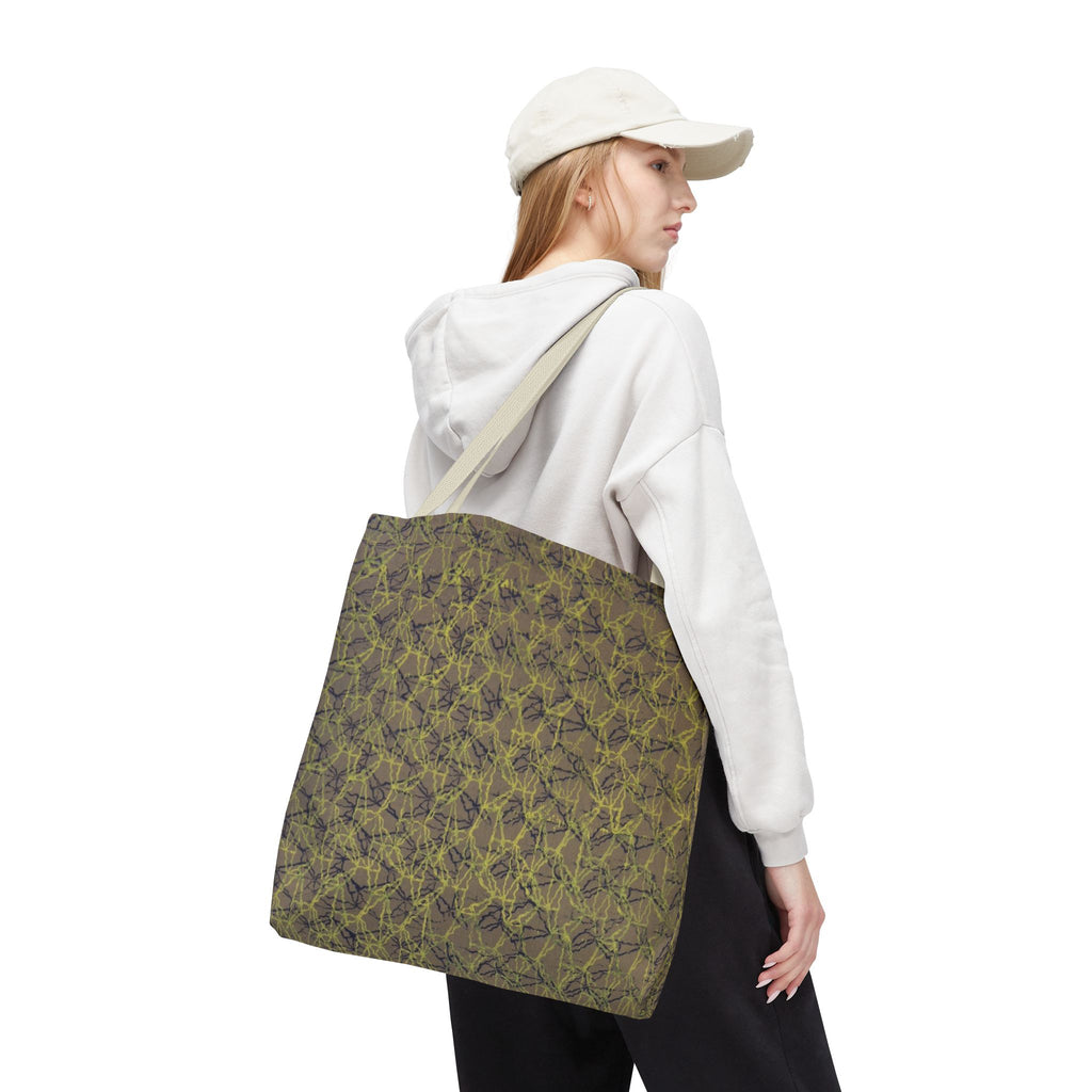 Abstract Olive Mosaic Tote Bag — All-Over-Print Reusable Shopper