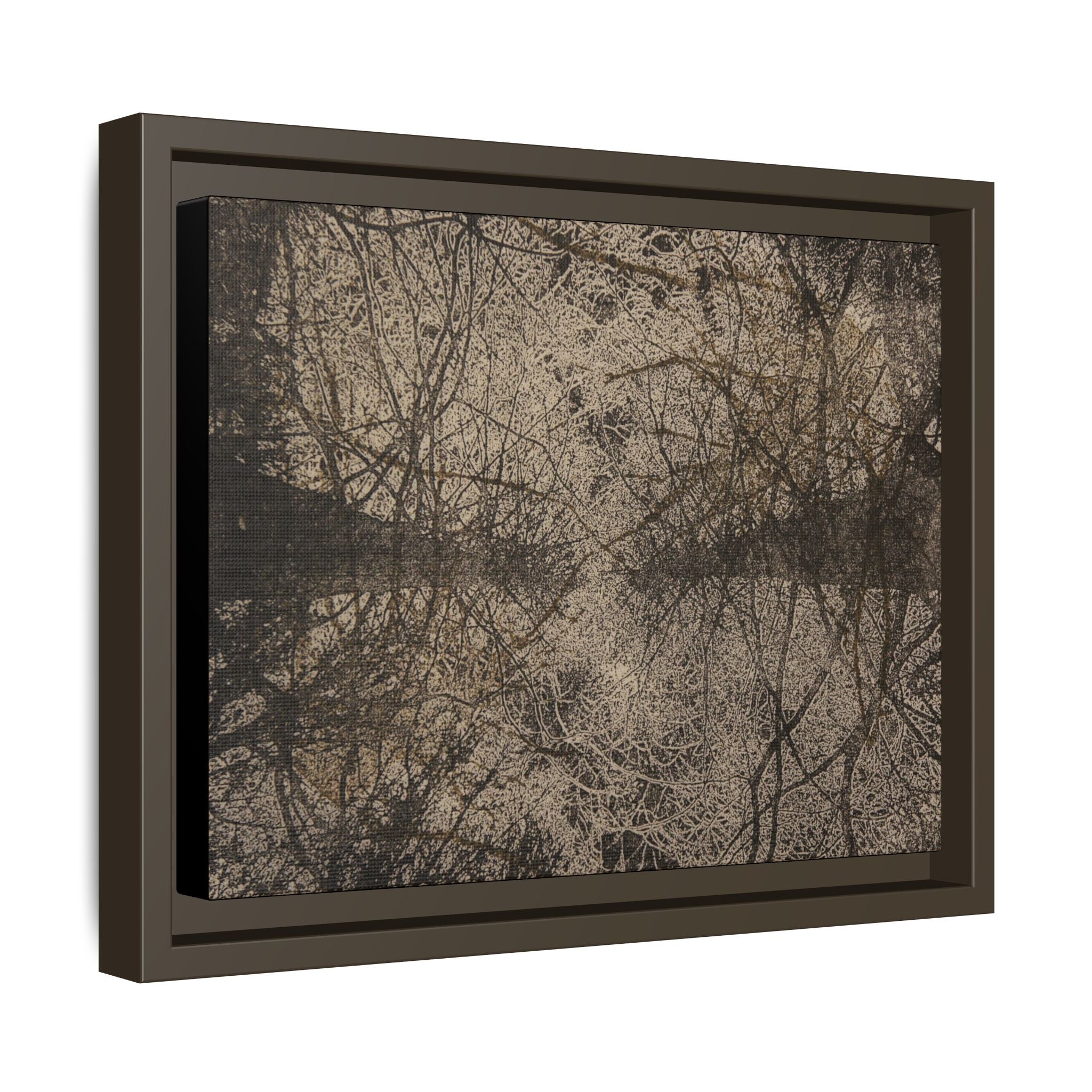 Framed Matte Canvas Art, no 12 — Twin Tree Wood-Carving Reproduction (Black & Sunbleached)