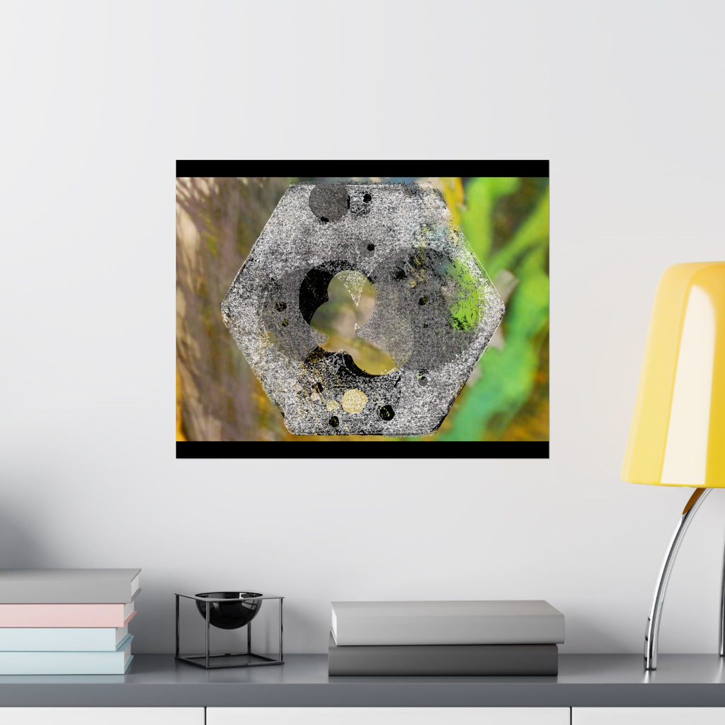 Abstract Hex Bolt Close-Up Matte Poster — Industrial Nature Wall Art