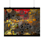 Abstracte matte poster met honingraatpatroon — Geometrische kunst in warme goud- en roesttinten 
