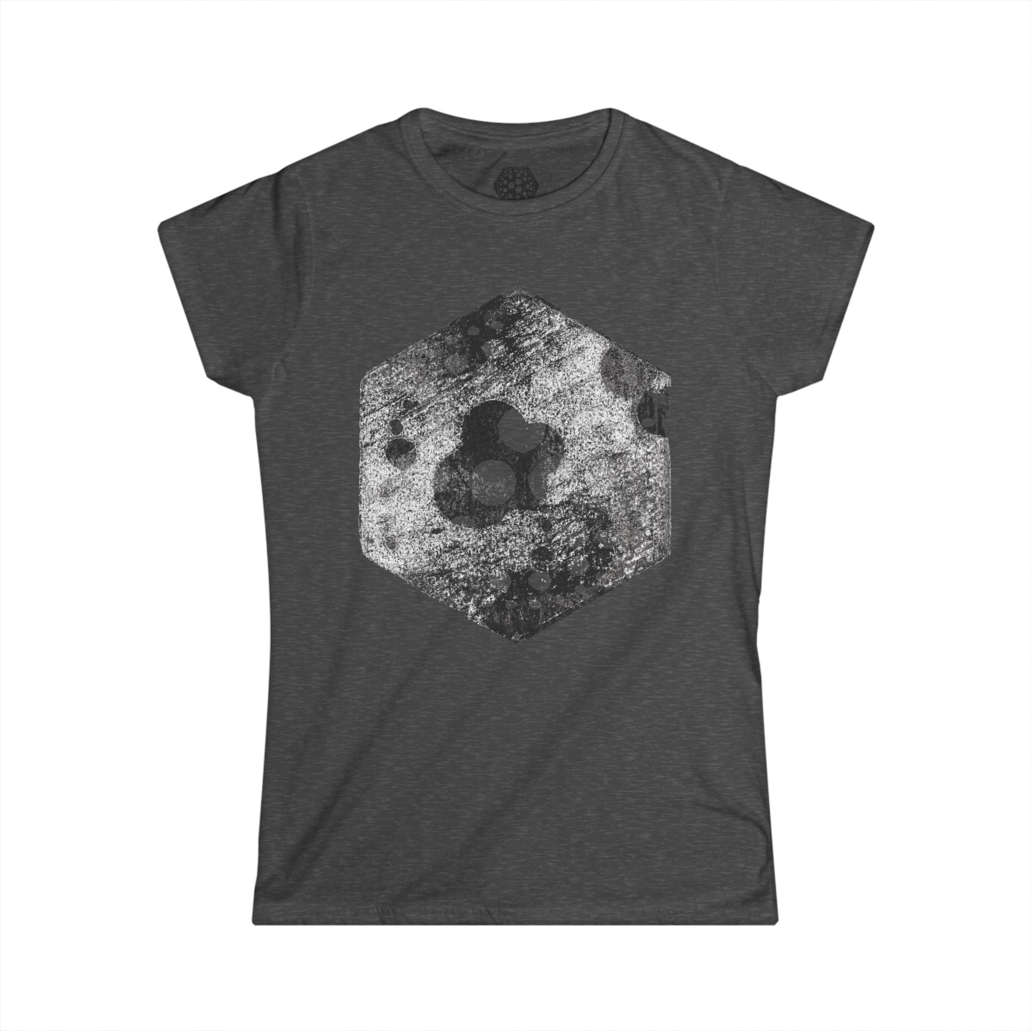 Hexagon Cosmic Dots dames T-shirt — Vintage ruimtegeometrie graphic 