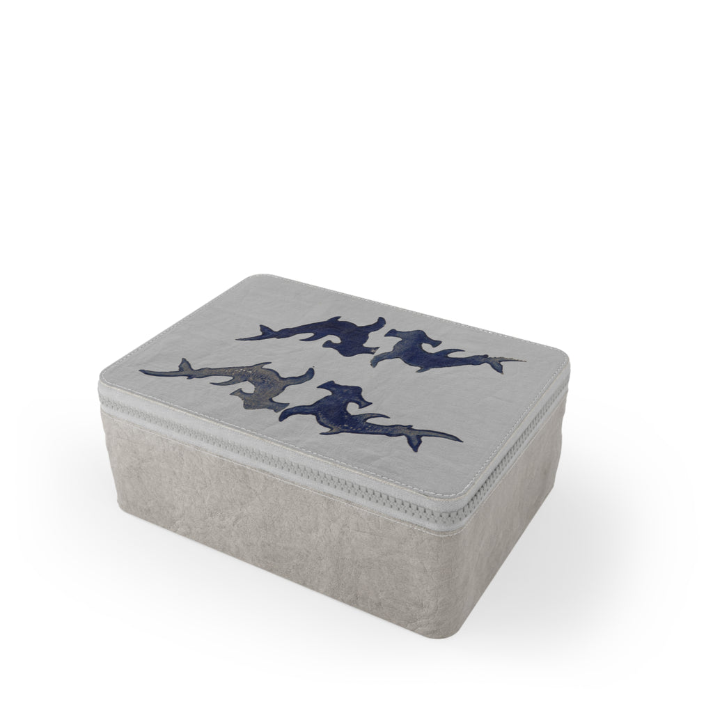 Paper Lunch Bag — Abstract Navy Shark Silhouette Design