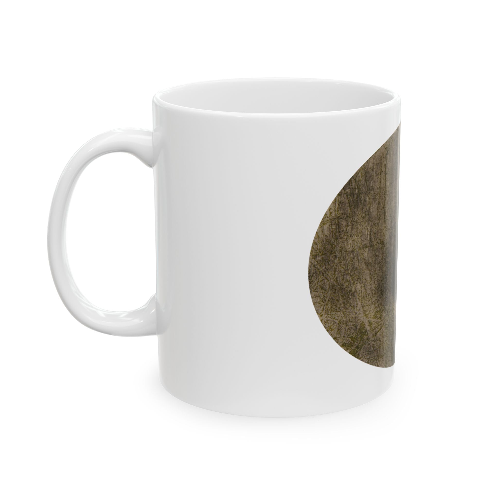 Vintage keramische mok met houtnerfpatroon — Rustieke koffiekop - nr. 43 