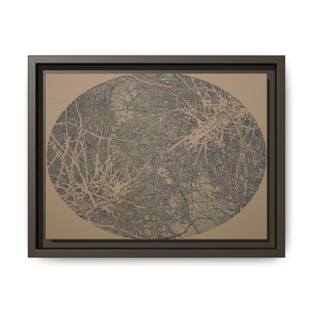 Ingelijst canvas met matte afwerking, nr. 10 — Reproductie van een houtsnijwerk van Twin Tree (Collegiate Navy &amp; Gentle Brown) 