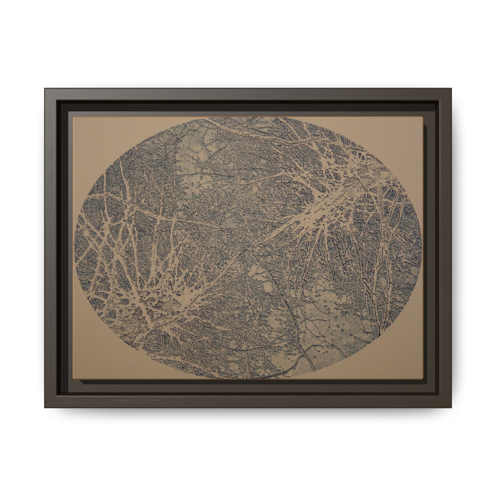 Framed Matte Canvas Art, no 10 — Twin Tree Wood-Carving Reproduction (Collegiate Navy & Gentle Brown)