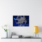 Abstract Blue Space Poster — Matte Horizontal Art Print