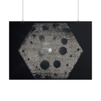 Abstracte zeshoekige poster — Minimalistische horizontale wanddecoratie in zwart-grijs 