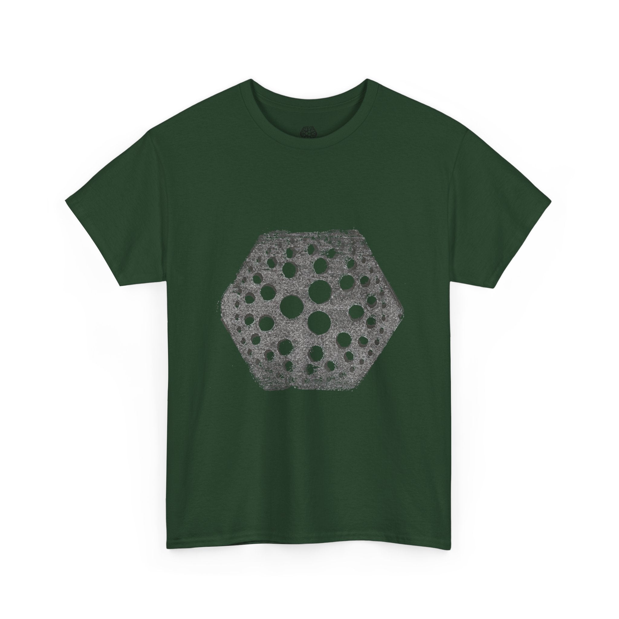 Hexagon Circles Graphic Tee — Digital Manual Print Art