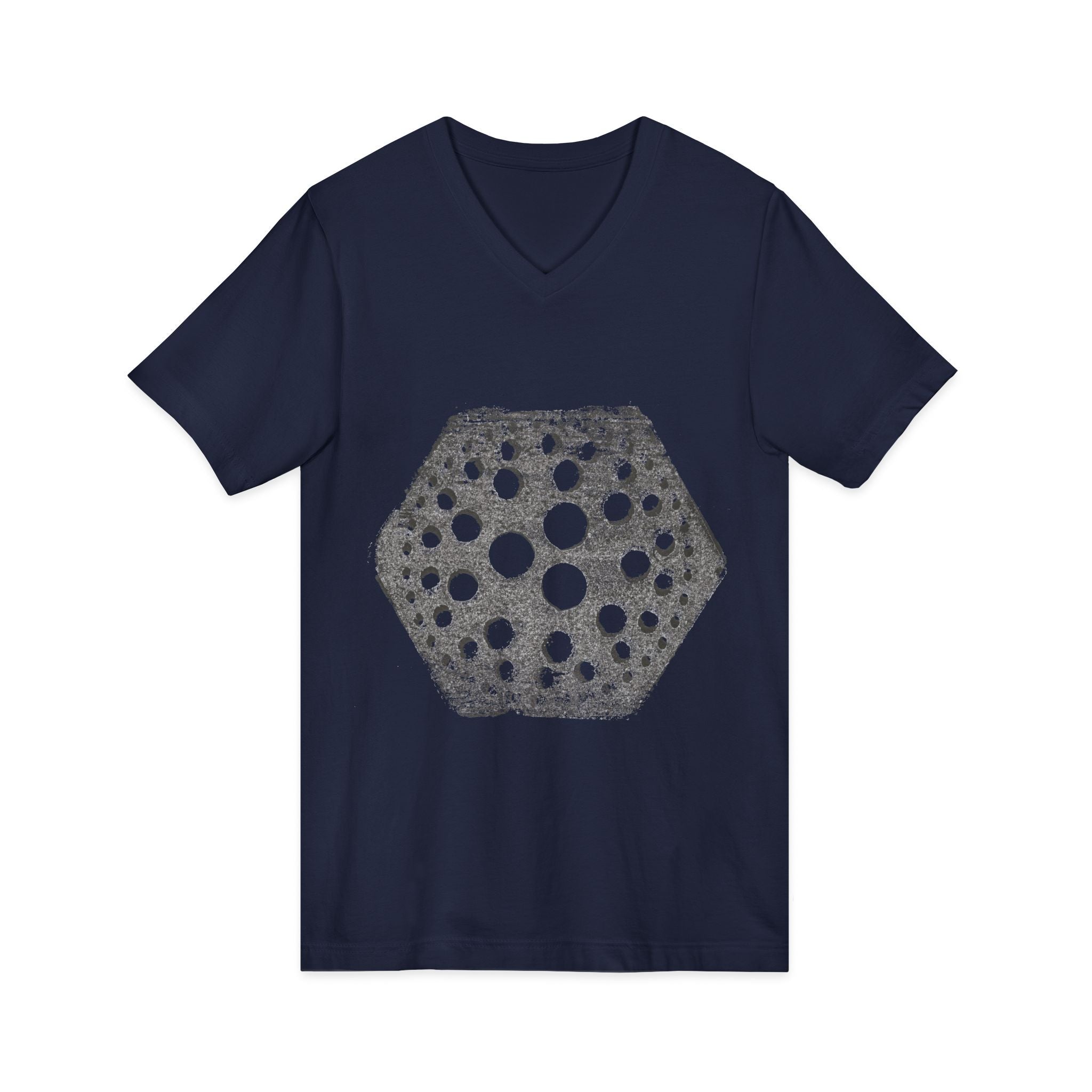 Hex Moon Graphic Tee Design Hex03 — T-shirt met V-hals en vintage astronomisch design, geïnspireerd op Space Cheese