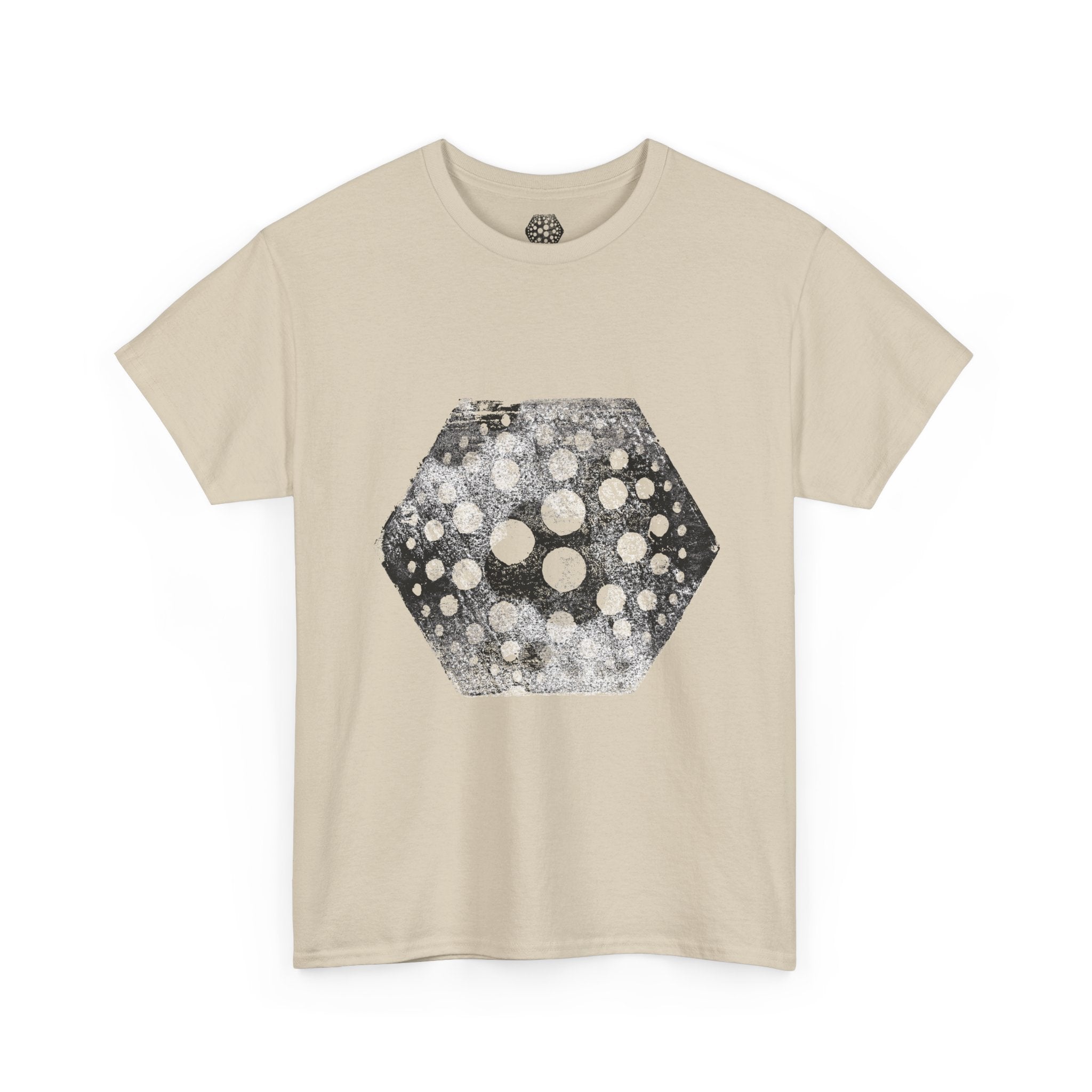 Hexagon Circles Graphic Tee — Digital Manual Print Art