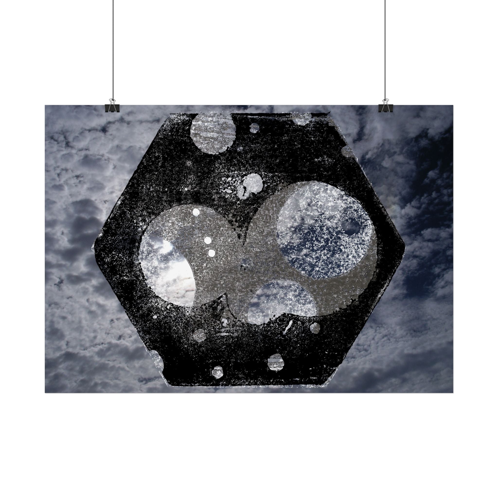 Abstracte hemelse zeshoek poster — Sfeervolle ruimte muurdecoratie 