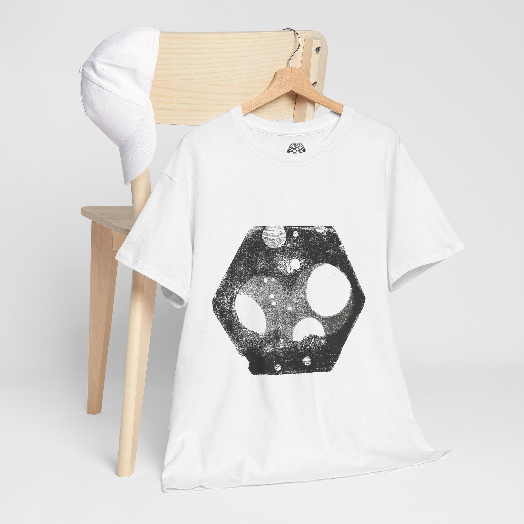 Hex Moon Graphic Tee — Distressed Space Cheese Vintage Astronomy T-Shirt