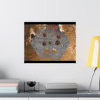 Abstracte roestkleurige zeshoekige matte horizontale poster — Industriële wanddecoratie voor thuis, kantoor en loft. 