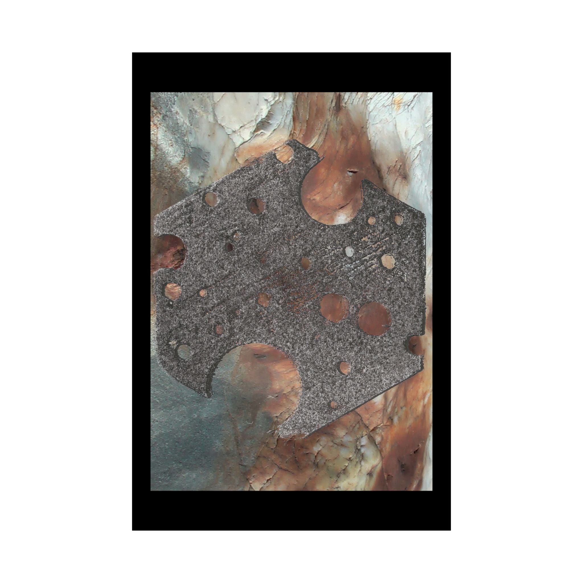 Abstracte poster in roest- en steenkleur met matte afwerking — Industriële geode muurdecoratie 