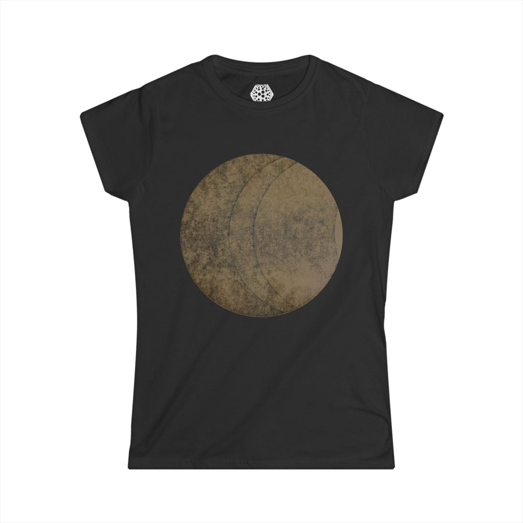 Vintage Moon Circle Women's Tee — Rustic Lunar Graphic Shirt