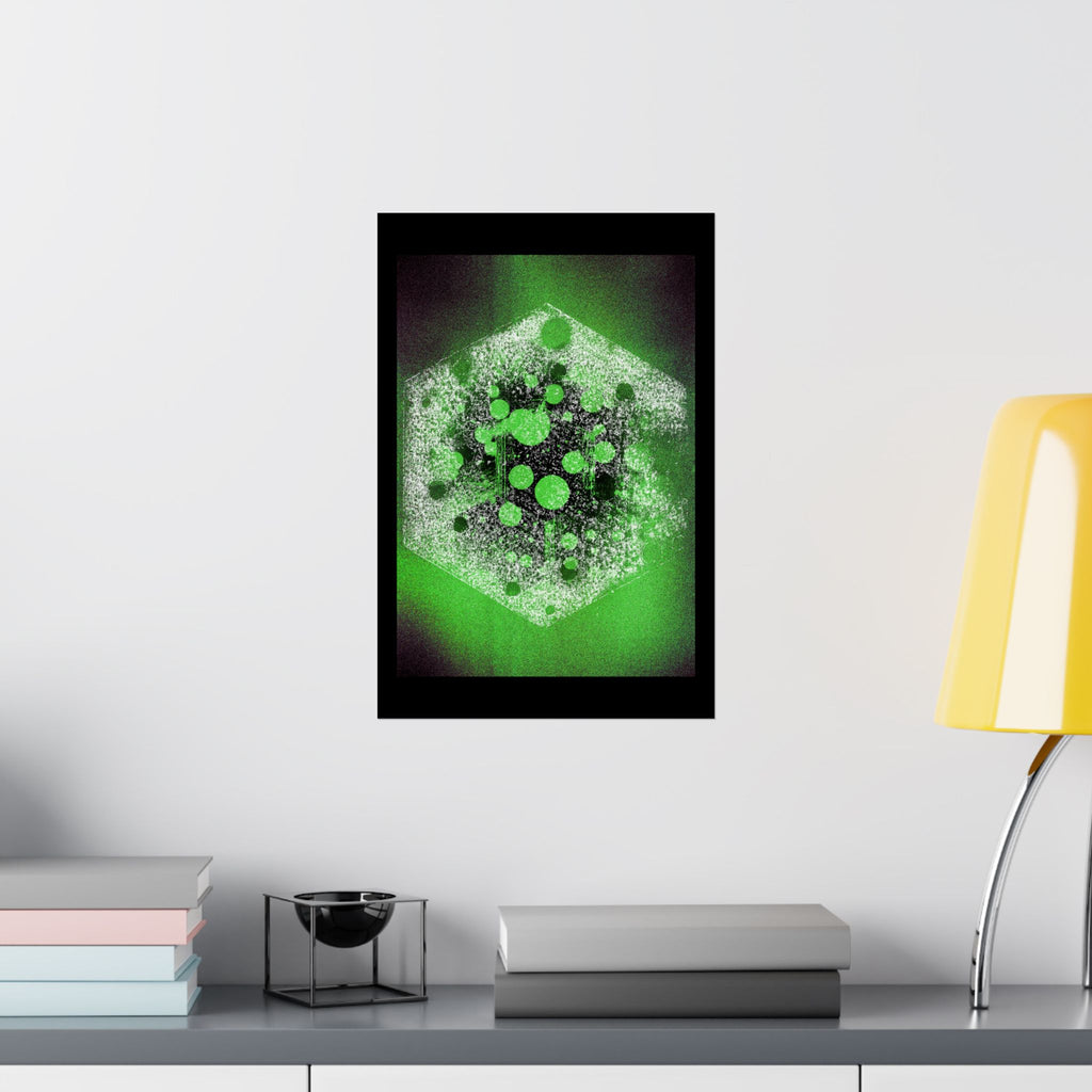 Abstract Green Hexagon Poster — Matte Vertical Wall Art