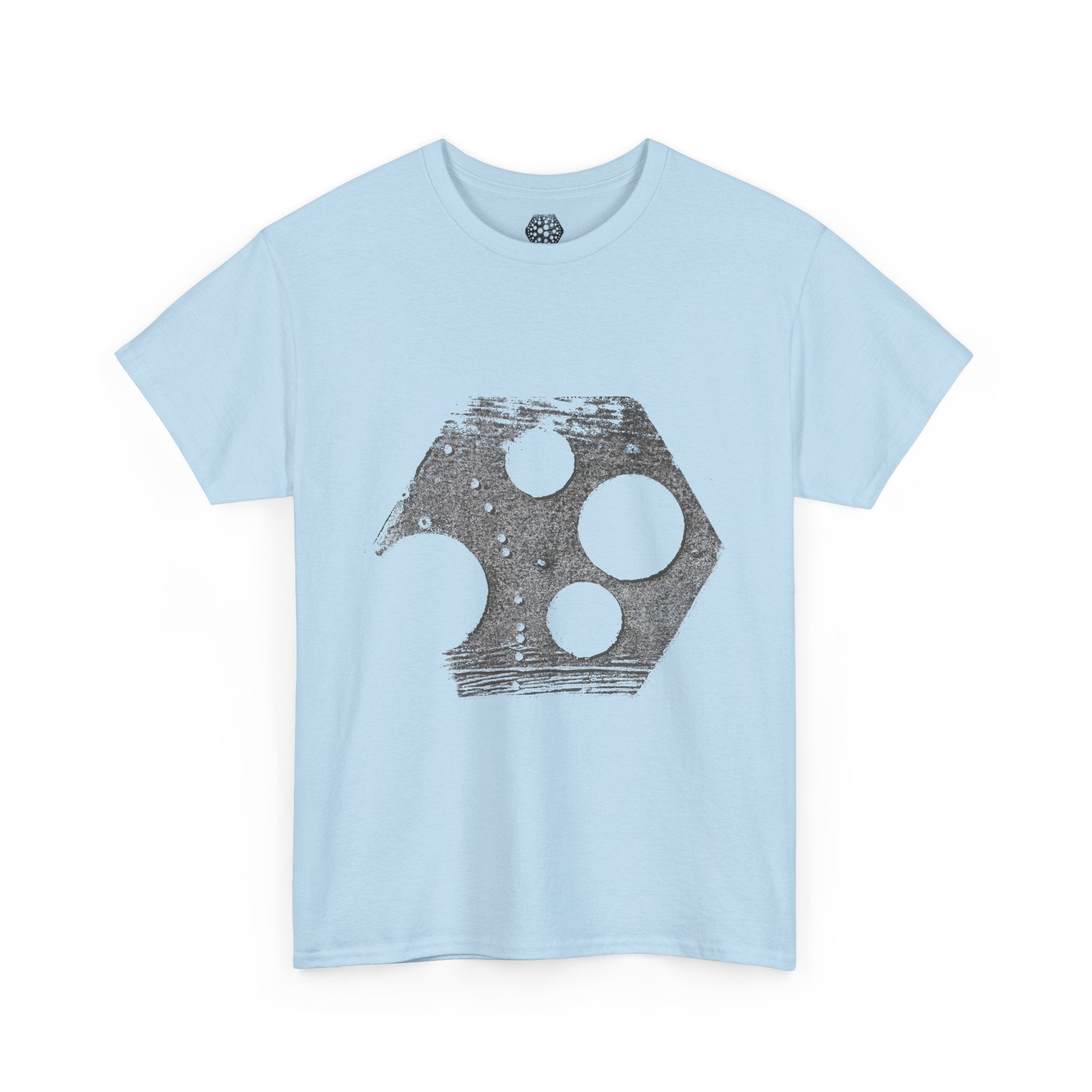 Hexagon Circles Graphic Tee — Digital Manual Print Art