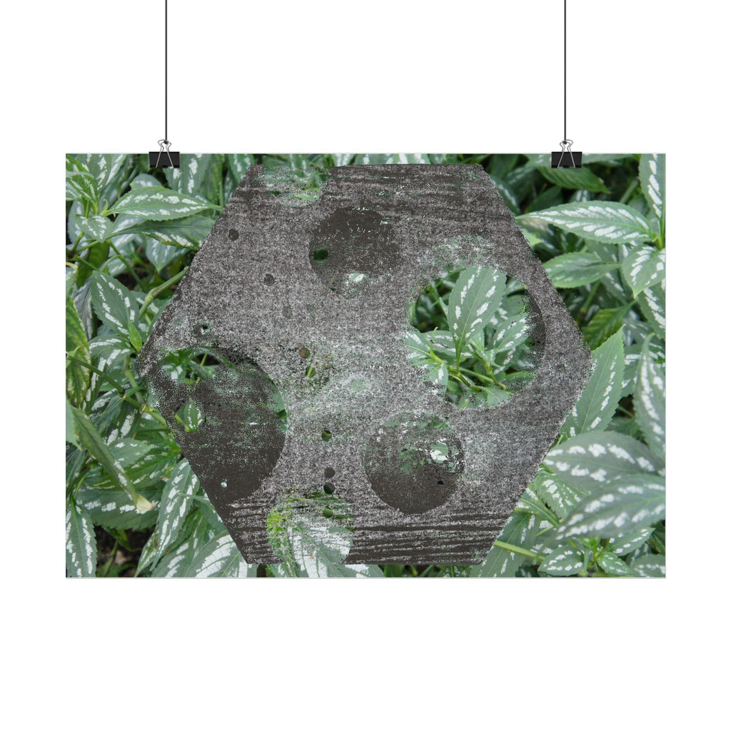 Botanical Hexagon Print Poster — Green Leaf Horizontal Wall Art