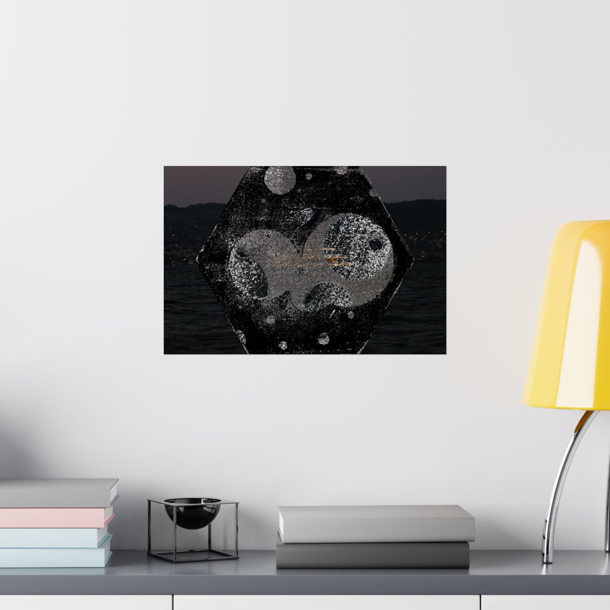 Matte Horizontal Poster — Abstract Cosmic Hexagon Nightscape