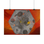 Abstract Hexagon Art Poster — Red Orange Horizontal Print