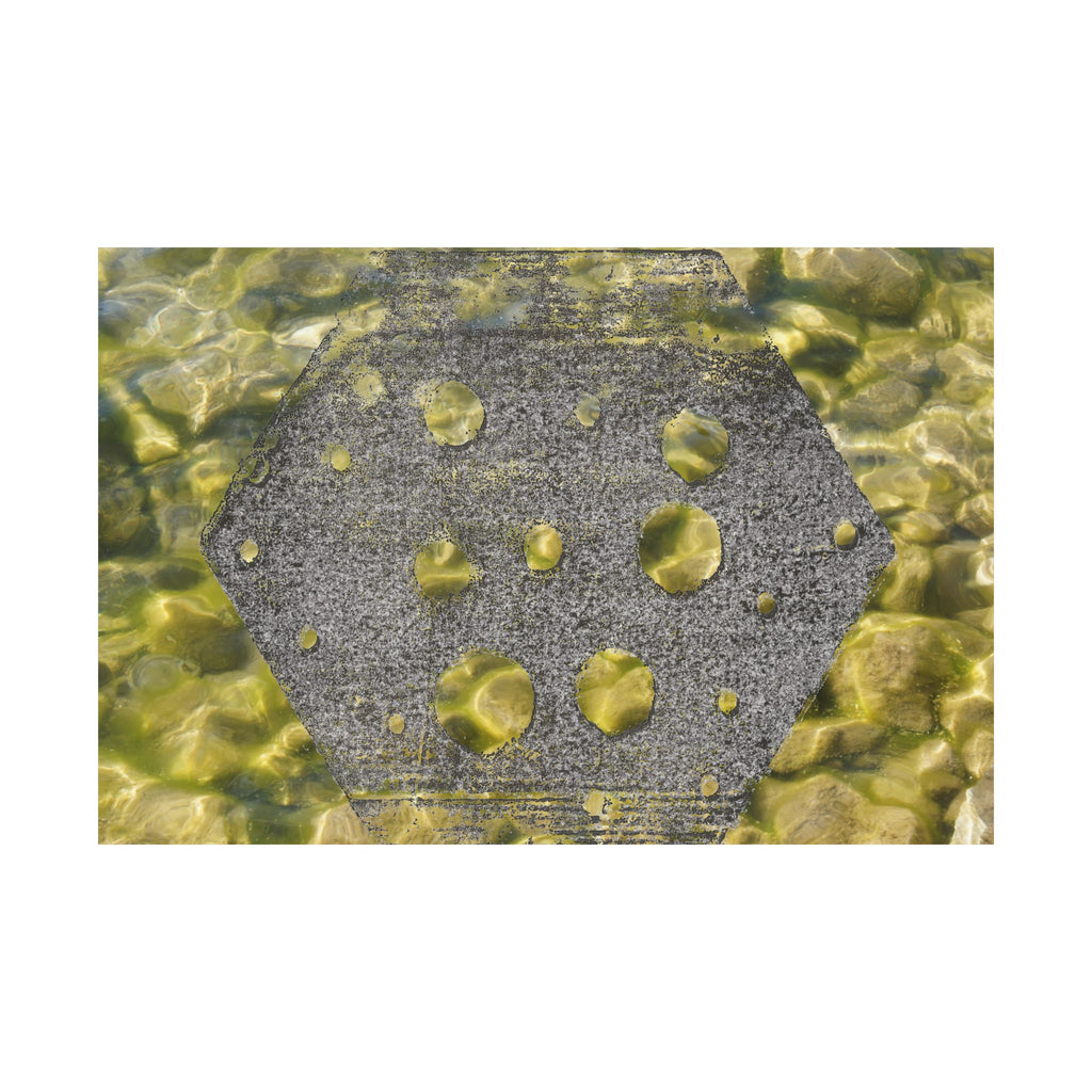 Abstracte geode matte horizontale poster — Gele kristaltextuur wanddecoratie 