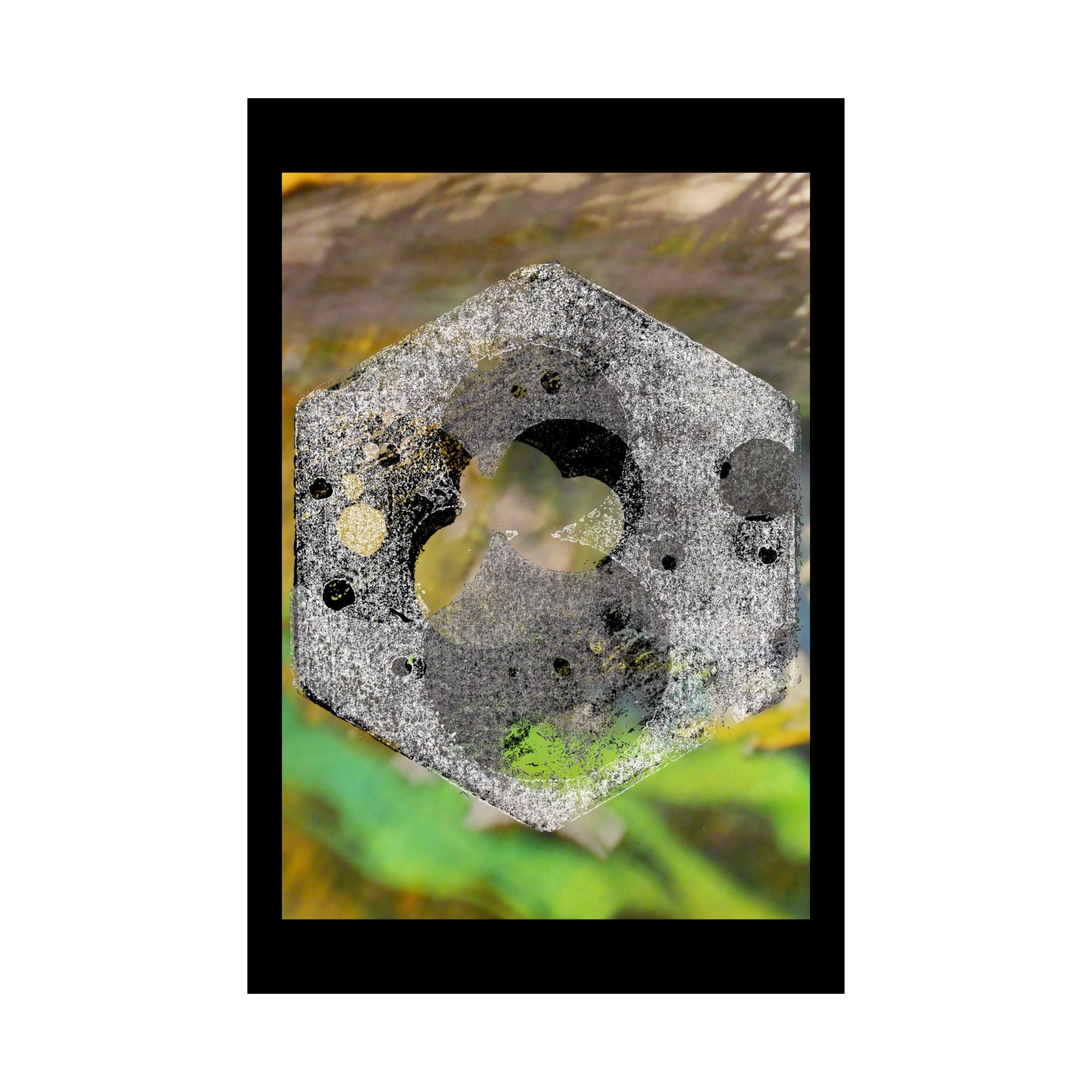 Abstract Hexagon Stone Matte Poster — Botanical Texture Wall Art