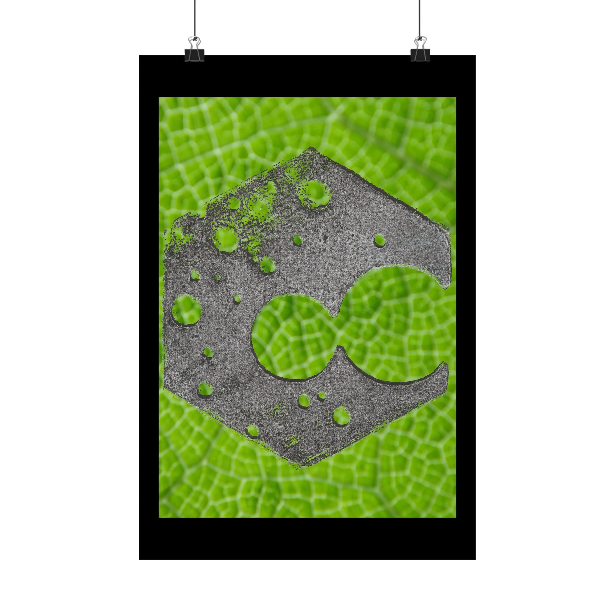 Hexagon Leaf Texture Matte Poster | Green Botanical Wall Art