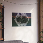 Abstract Celestial Hexagon Matte Poster — Moody Night Sky Art Print