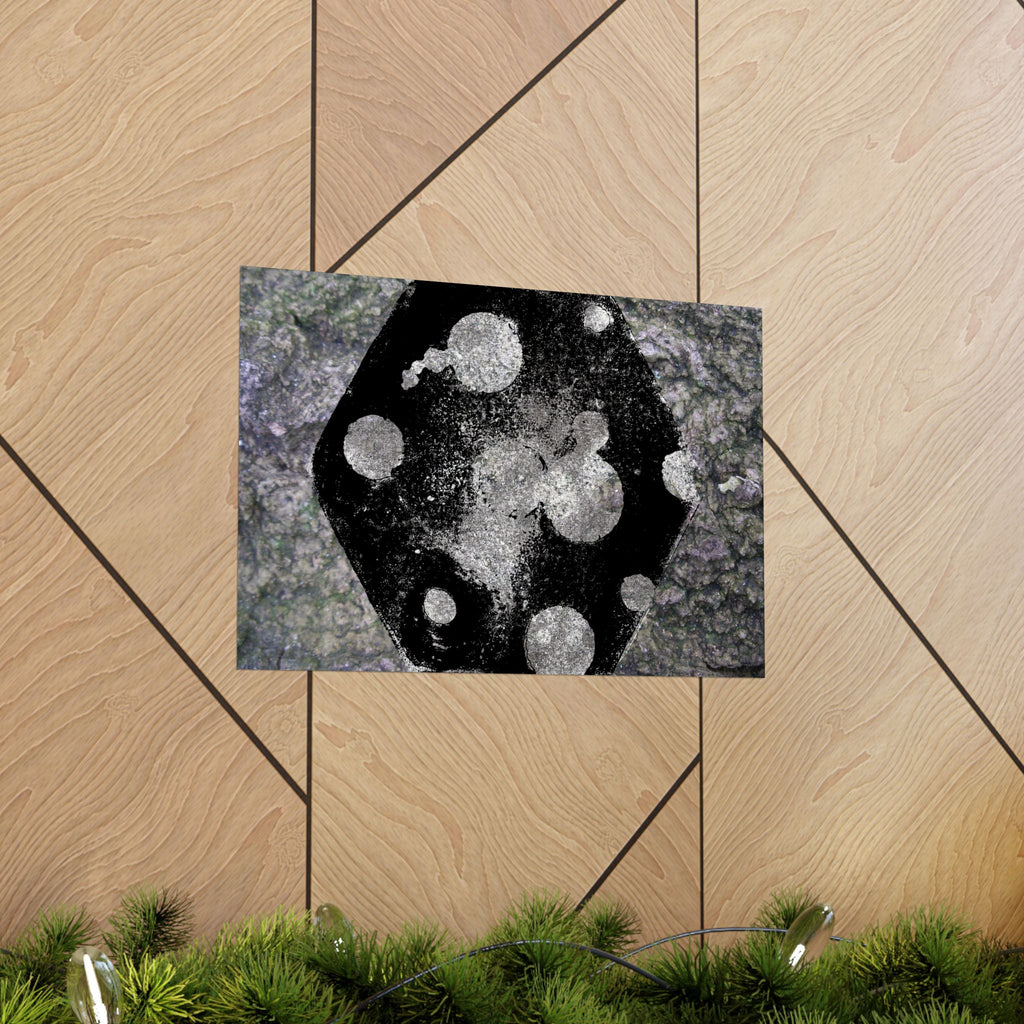 Abstract Galaxy Matte Poster — Black & Silver Cosmic Art (Horizontal)