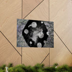 Abstract Galaxy Matte Poster — Black & Silver Cosmic Art (Horizontal)