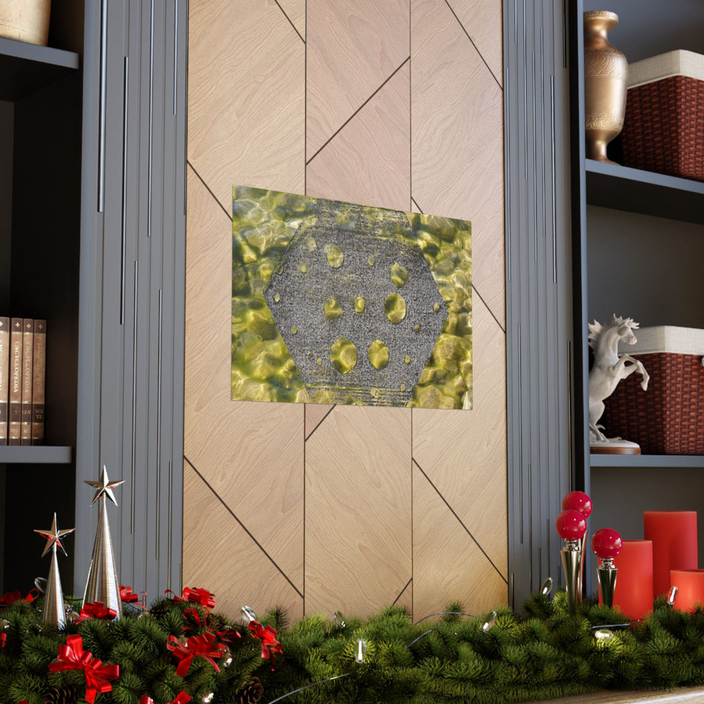 Abstracte geode matte horizontale poster — Gele kristaltextuur wanddecoratie 
