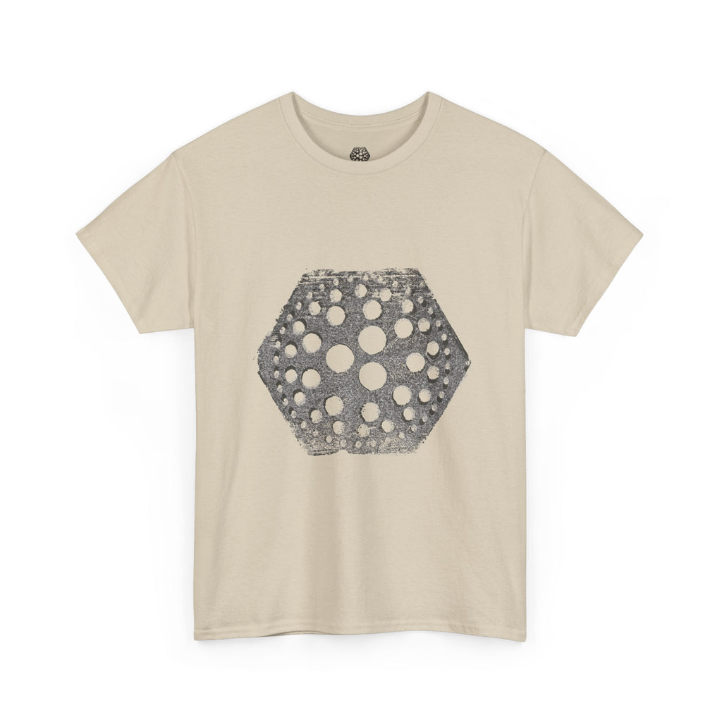 Hexagon Circles Graphic Tee — Digital Manual Print Art