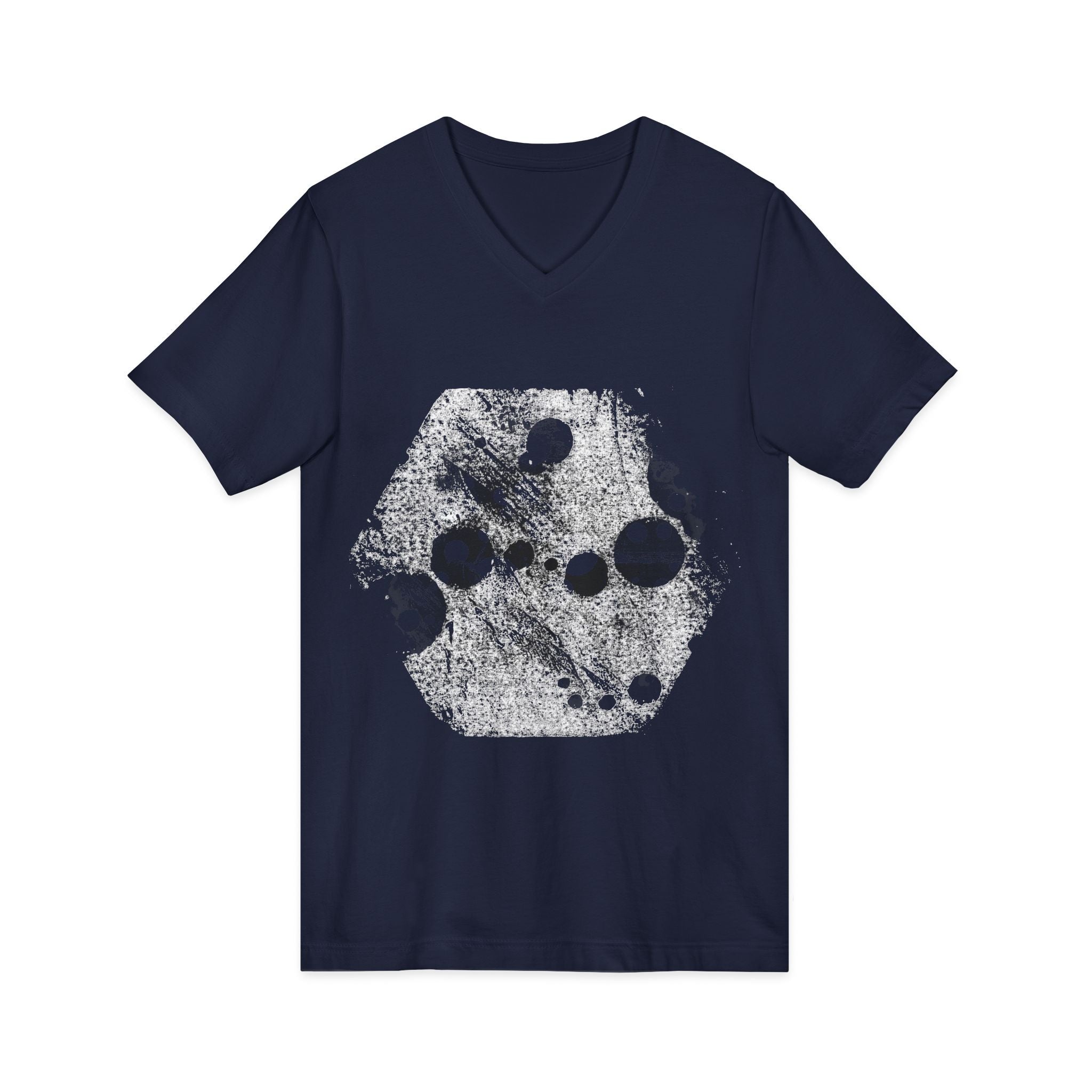 Hex Moon Graphic Tee Design Hex32 — Distressed Space Cheese Vintage Astronomy V-Neck T-Shirt