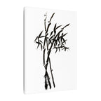 Zen bamboe inkt schilderij canvas print — Minimalistische zwart-witte muurdecoratie 