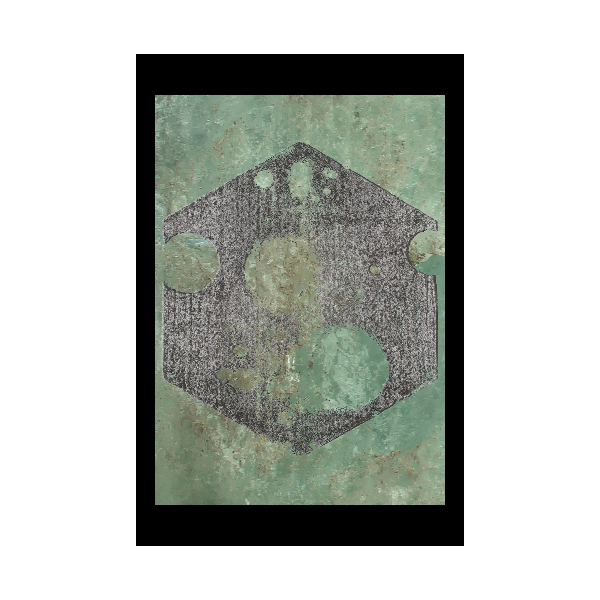 Abstract Geometric Hexagon Art Matte Vertical Poster | Green Textured Circles