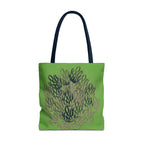 Green Abstract Coral Tote Bag – Ocean-Inspired All-Over Print Tote