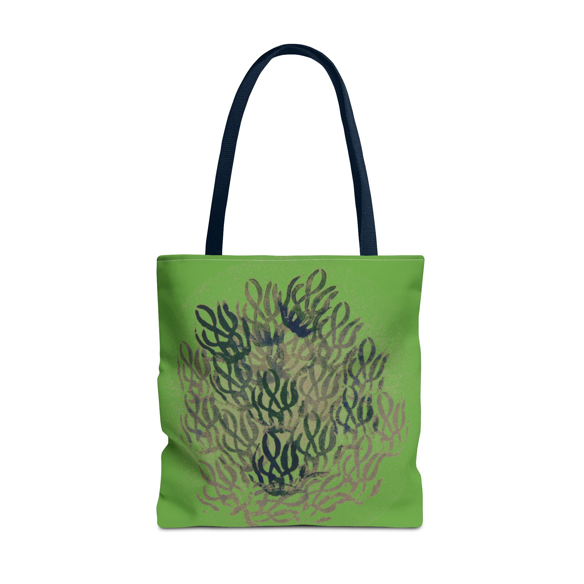 Green Abstract Coral Tote Bag – Ocean-Inspired All-Over Print Tote