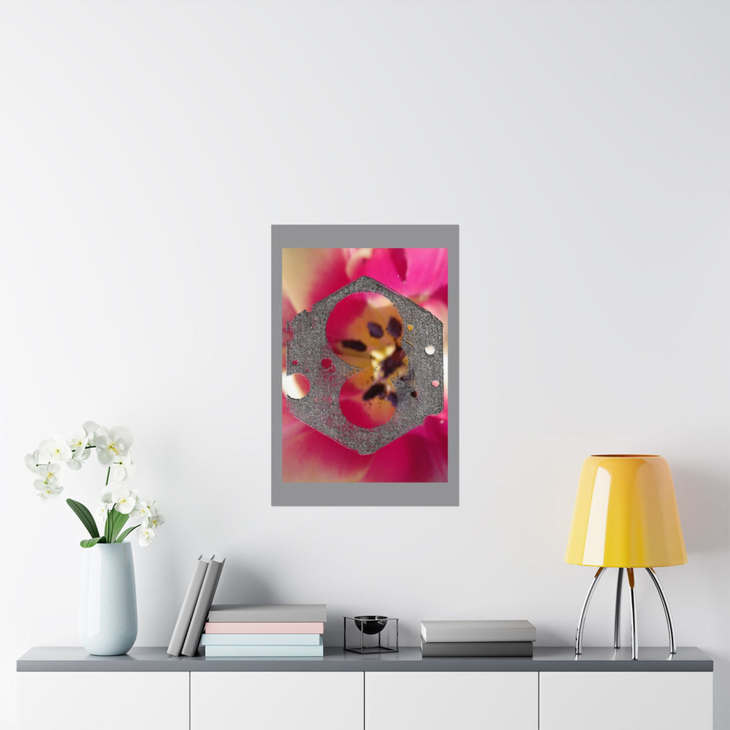 Abstract Floral Macro with Hex Overlay Matte Poster | Floral Wall Art