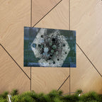 Abstract Hexagon Collage Matte Poster — Moody Blue Geometric Wall Art