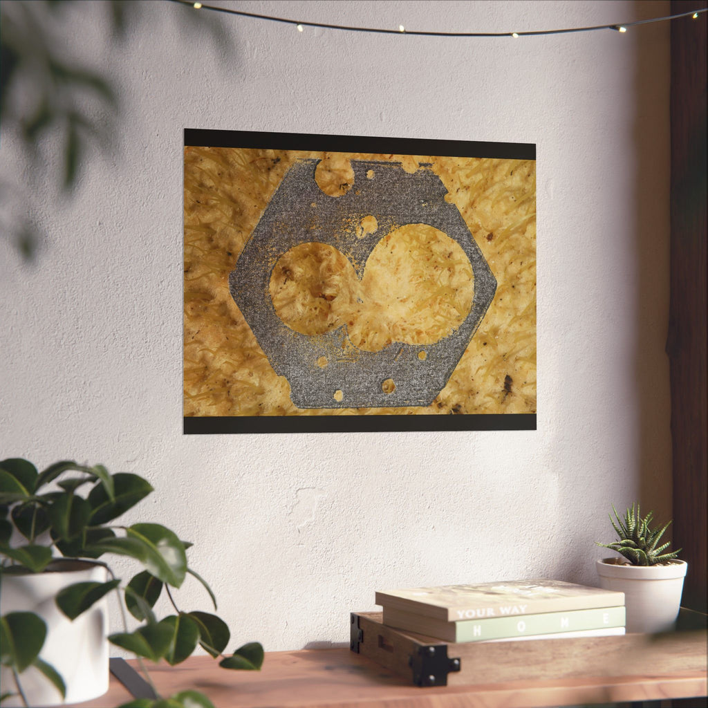 Zeskantmoer Macro Poster | Industriële textuur Matte Horizontale Poster 