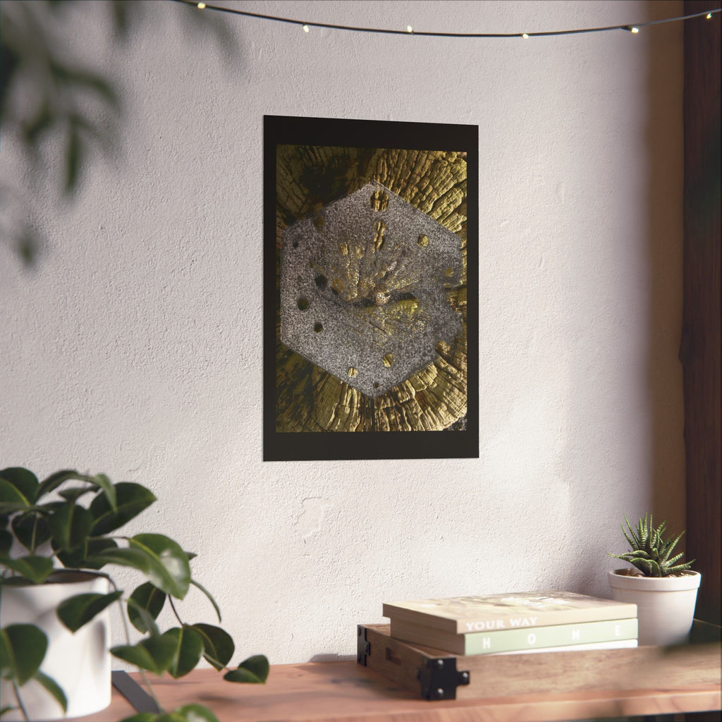 Gold Leaf Abstract Art Matte Poster | Metallic Hexagon Wall Art