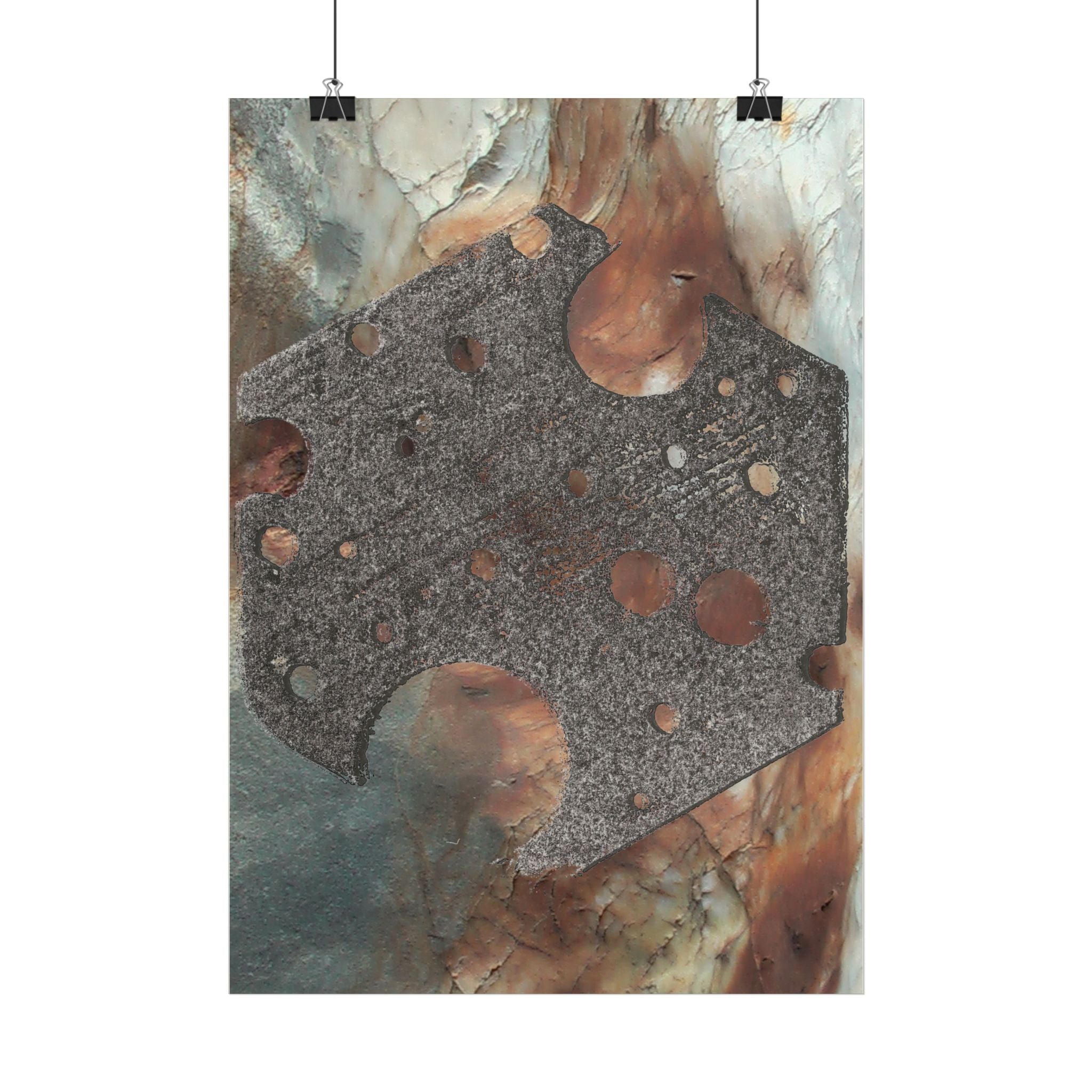 Abstract Rust & Stone Poster — Industrial Geode Wall Art